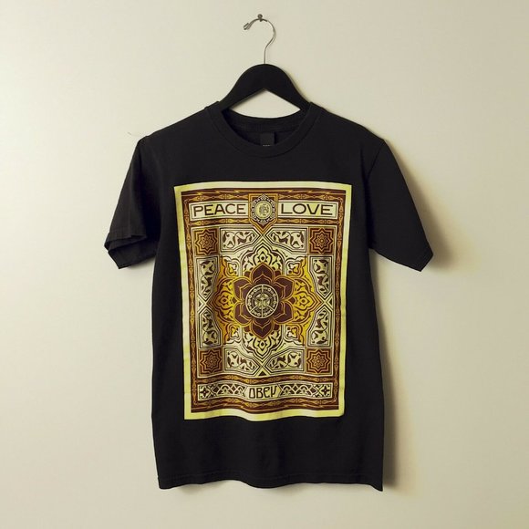 Obey Peace Love T Shirt Graphic Tee Trendy Modern Streetwear S - Picture 2 of 6